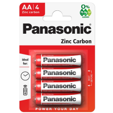 Батарейка "Panasonic" (R-6/4bl/830 сольова, 1,5V, пальчик червона