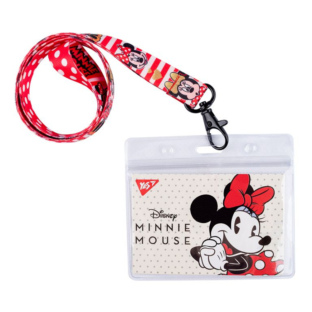 Бедж "YES " (940235) горизонт. на стрічці "Minnie Mouse" 9,7*8,6см, принт