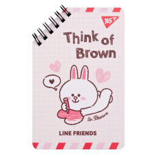 Блокнот 95х145/60 подвійна спіраль "YES" (151755) "Line Friends" Think of Brown