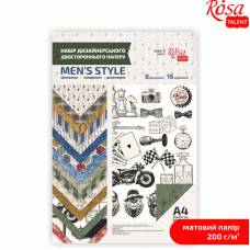 Набір паперу дизайнерського двостороннього матового "Rosa Talent" (5311166/„Men's Style“ А4, 200г/м2., 8арк/уп