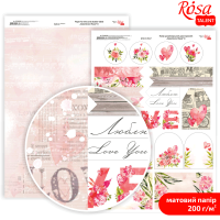 Папір дизайнерський двосторонній матовий "Rosa Talent" (5318088) "Valentine's Mood, серце" 8, 21*29,7 см, 200г/м2