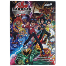 Папір кольоровий А4/15 "Kite" (BK13-250K) двосторонній Bakugan (15арк/15кол)