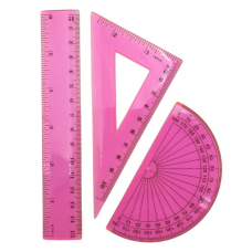 Набір лінійок "Барвінок" (9-601-12) лін.15см+ 1трик.+ трансп., рожевий, пласт.