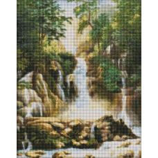 Алмазна мозаїка "Ідейка" (AMO7275) "Пейзаж із водоспадом" 40*50см