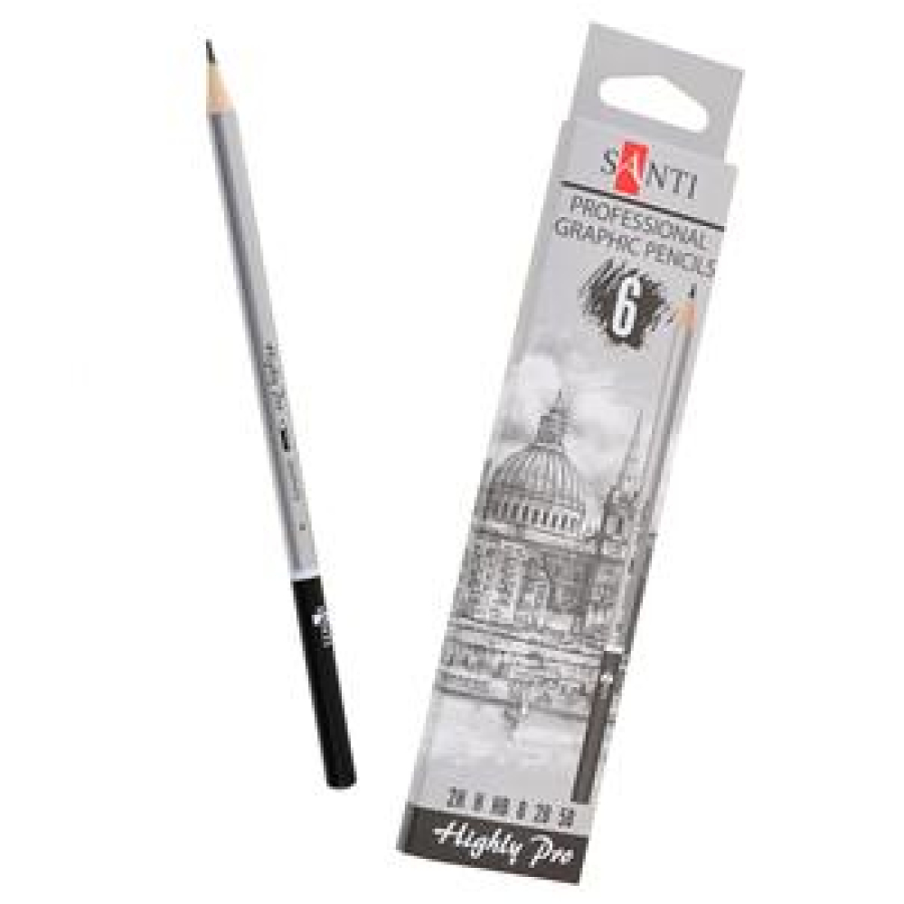 Набір графітних олівців "Santi Highly Pro" (742382) 5В, 2В-2Н, 6шт