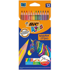 Олівці кольорові "BIC" 12 кол. (9505221/9505222) Kids Evolution Stripes