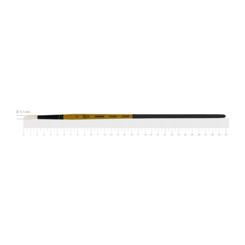 Пензель щетина кругла "ROSA" AMBER 2306R, №4, д.р.