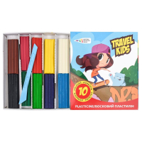 Пластилін "TRAVEL KIDS" восковий 10 кол. (331010/TK) к/к 120г.