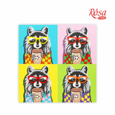 Картина на картоні з контуром "ROSA START" 30*30 "Pop Art Raccoon" (037) БЕЗ ФАРБ