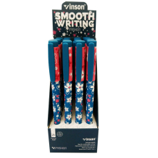 Ручка масляна "Vinson" (A18) "Flower" softtouch 0,7мм, синя