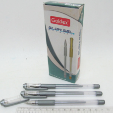 Ручка гелева "Goldex" "Glow Gel Metalic" 894, 1мм, СРІБЛО, з грипом