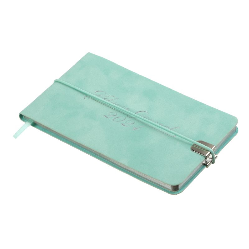 Щотижневик "BuroMAX" (BM.2902-38) ДАТ 2024 VELOUR, 153*87, м'ятний, шкірзам, кишеньковий