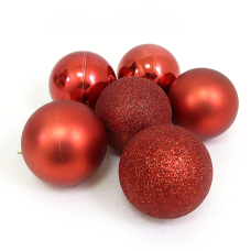 Набір новорічних кульок "JO" (DSCN0570-8) "RED" 8см,/6шт