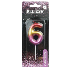 Свічка для торту "Pelican" (866066) "6" РАЙДУЖНА 6см