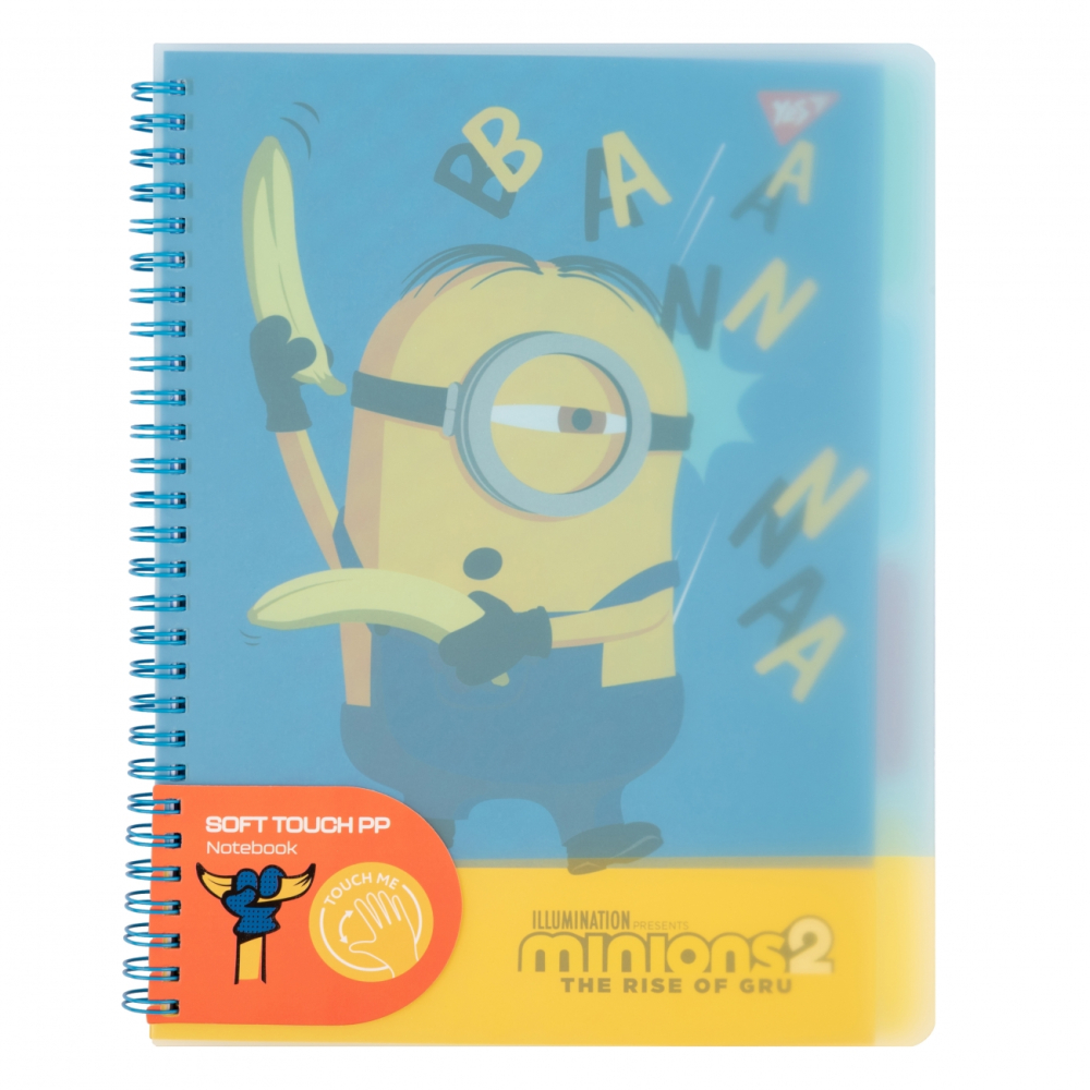 Зошит B5/80 спіраль "YES" (765743) "Minions" софт-тач, пластикова обкладинка