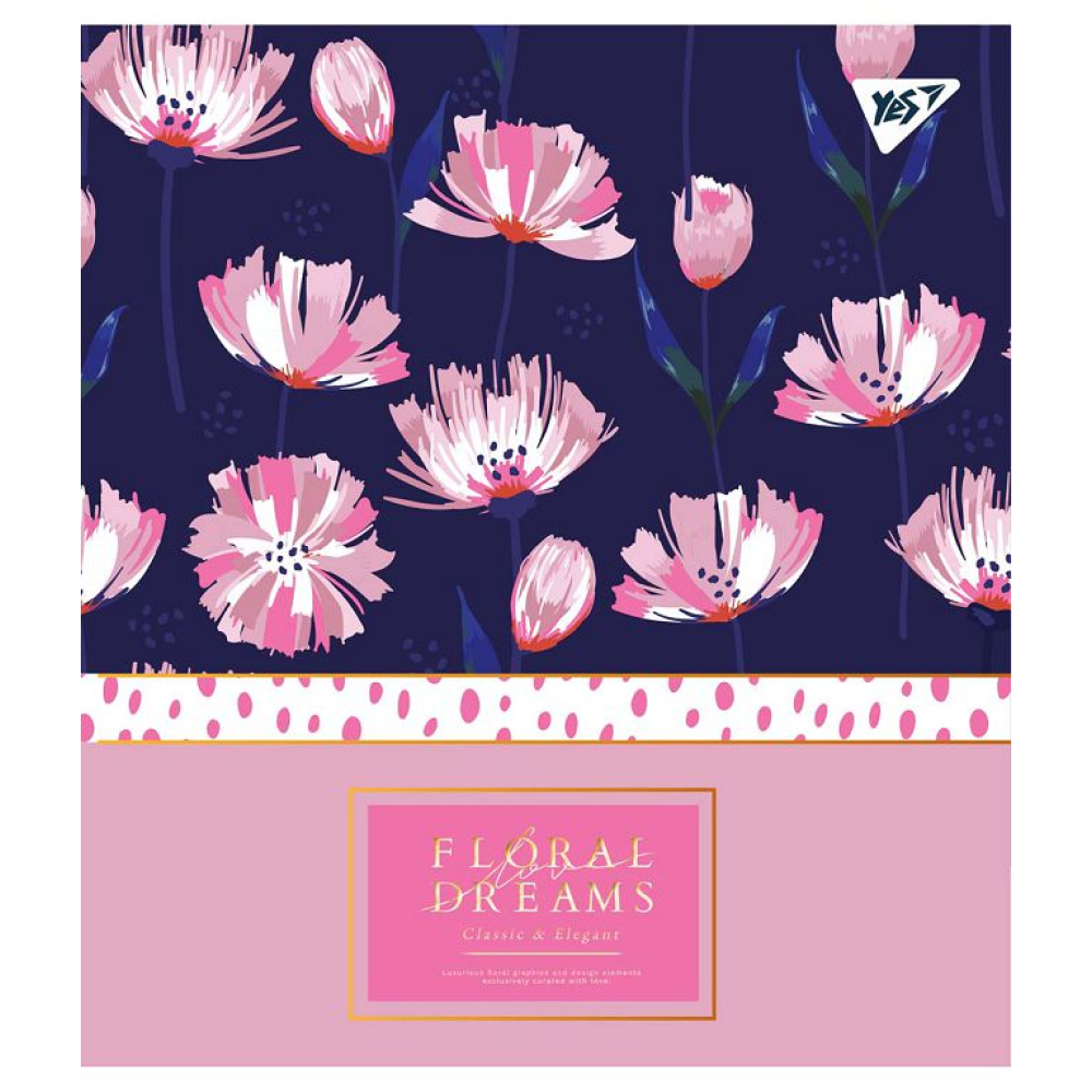 Зошит уч. "YES" 24арк. (765314) "Floral dreams" фольга золото+софт-тач+УФ-виб.
