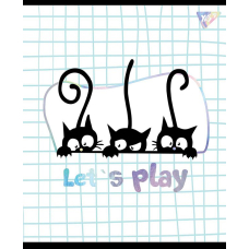 Зошит уч. "YES" 12арк./) (765156) "Playful kitties" софт-тач+фольга срібло голограф.